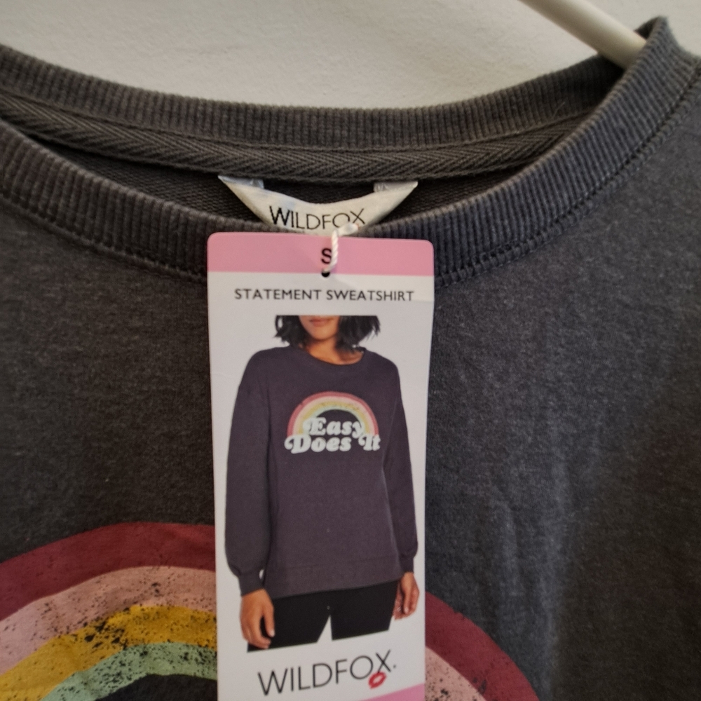 WILDFOX EASY DOES IT WOMENS SWEATSHIRT SIZE SMALL NEW GRAY - Picture 6 of 7